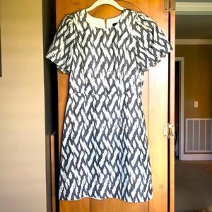 J.Crew white and grey dress